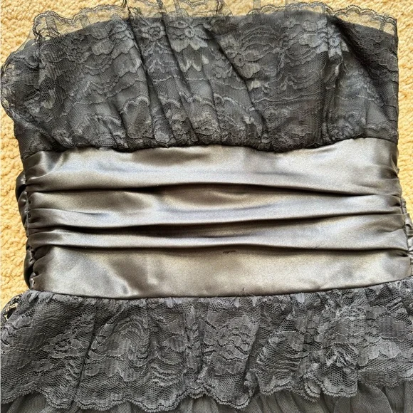 Masquerade Black Lace Strapless Gown - Picture 6 of 16